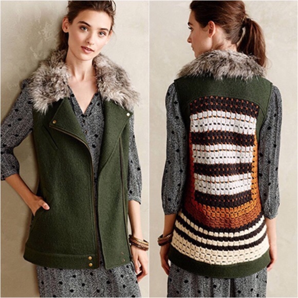 Anthropologie Jackets & Blazers - Anthro Elevenses Salt Creek Vest Crochet Back